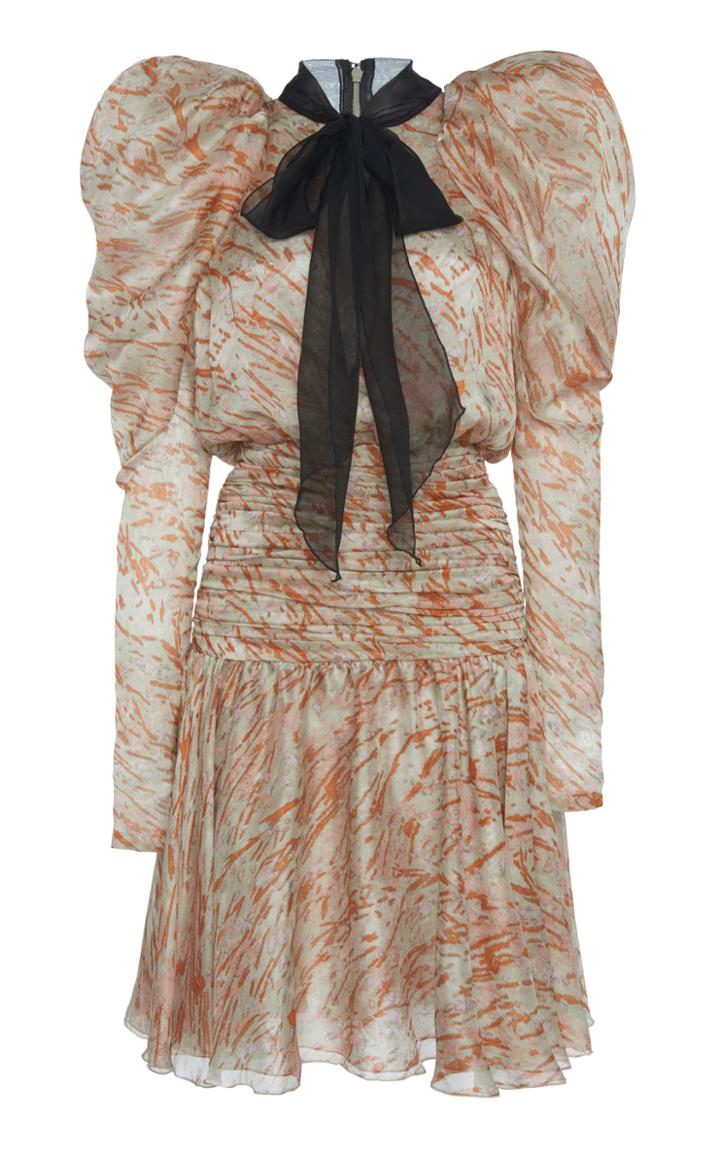 Giambattista Valli Printed Silk Chiffon Pussy Bow Dress