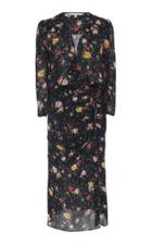 Veronica Beard Arielle Ruched-front Floral Silk Dress