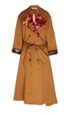 Oscar De La Renta Embroidered Cotton Long Coat