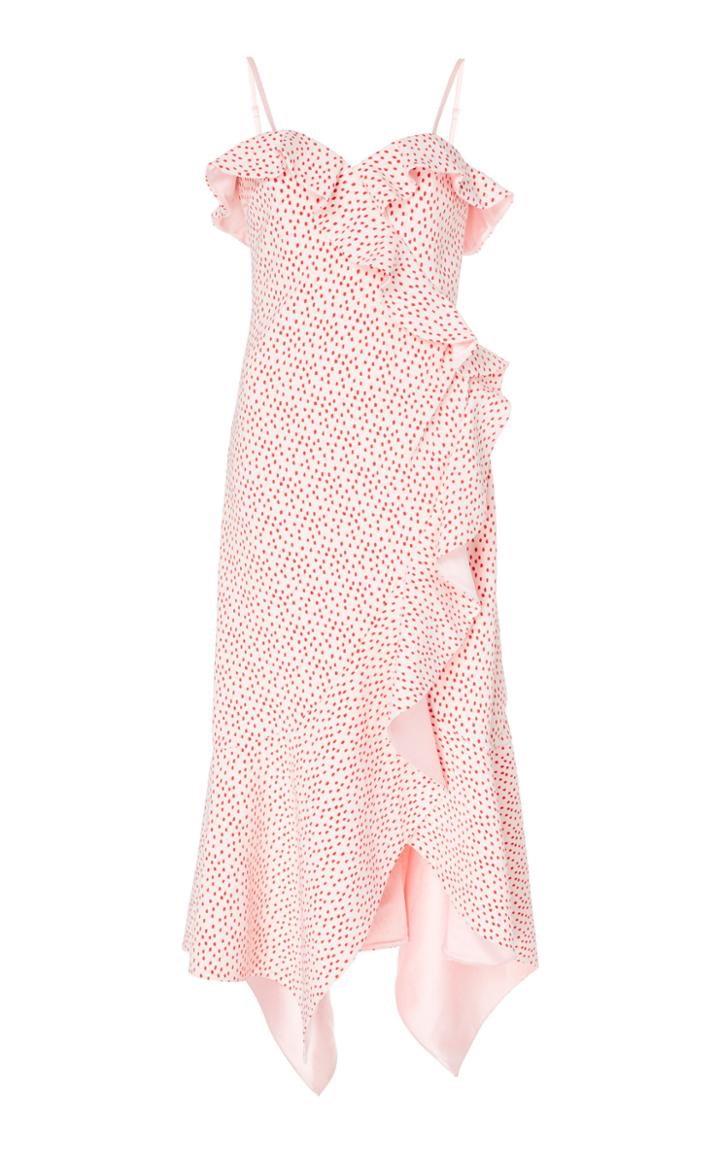 Jonathan Simkhai Strapless Ruffled Lace Midi Dress