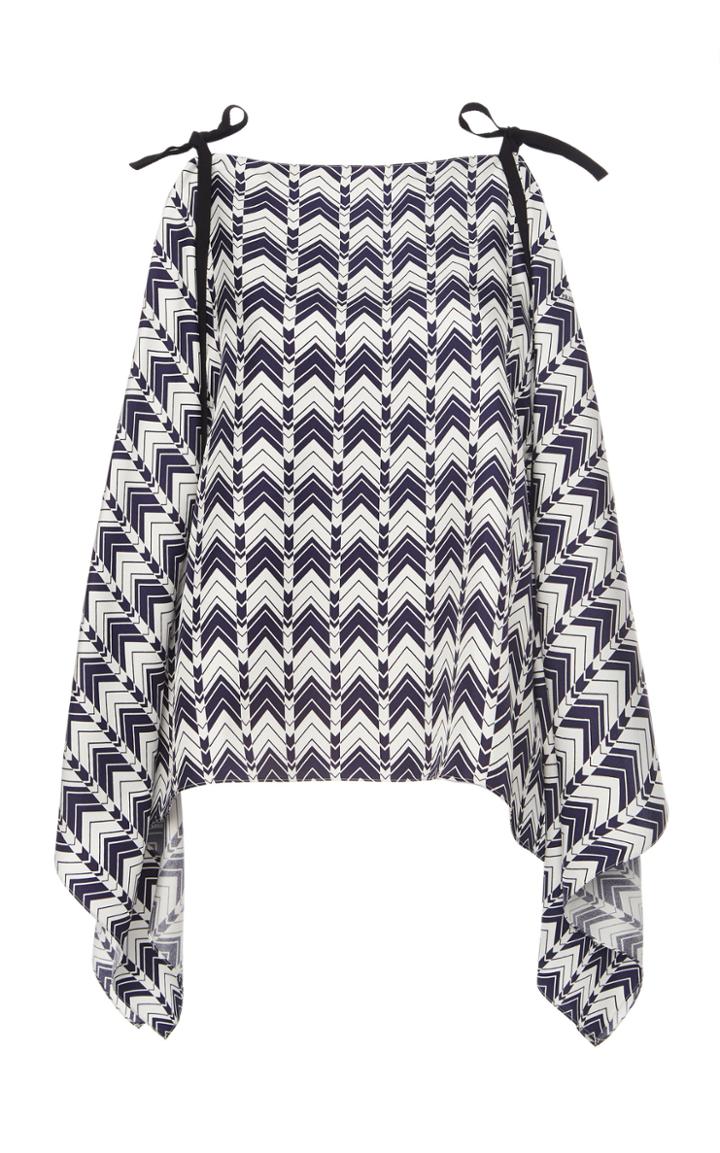 Prada Tie Shoulder Printed Draped Top