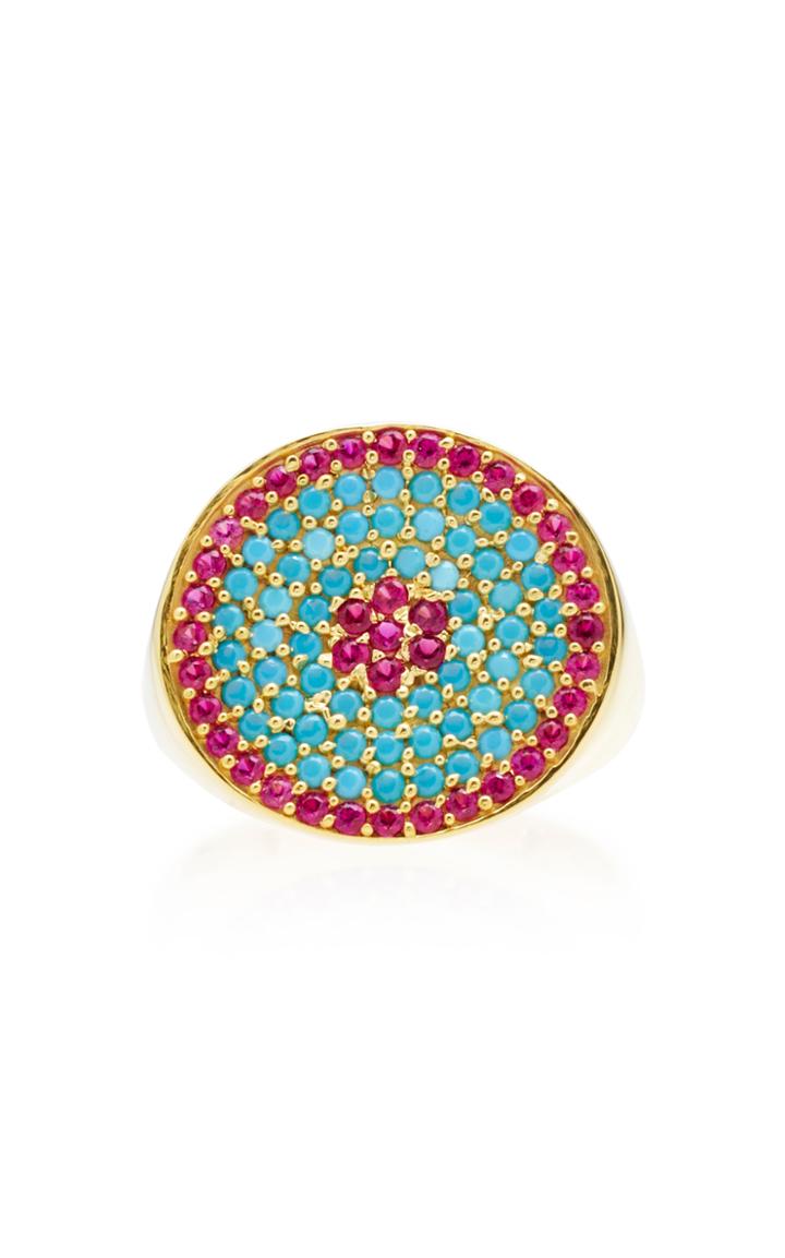 Joanna Laura Constantine Gold-plated Ruby And Turquoise Tribal Pinky Ring