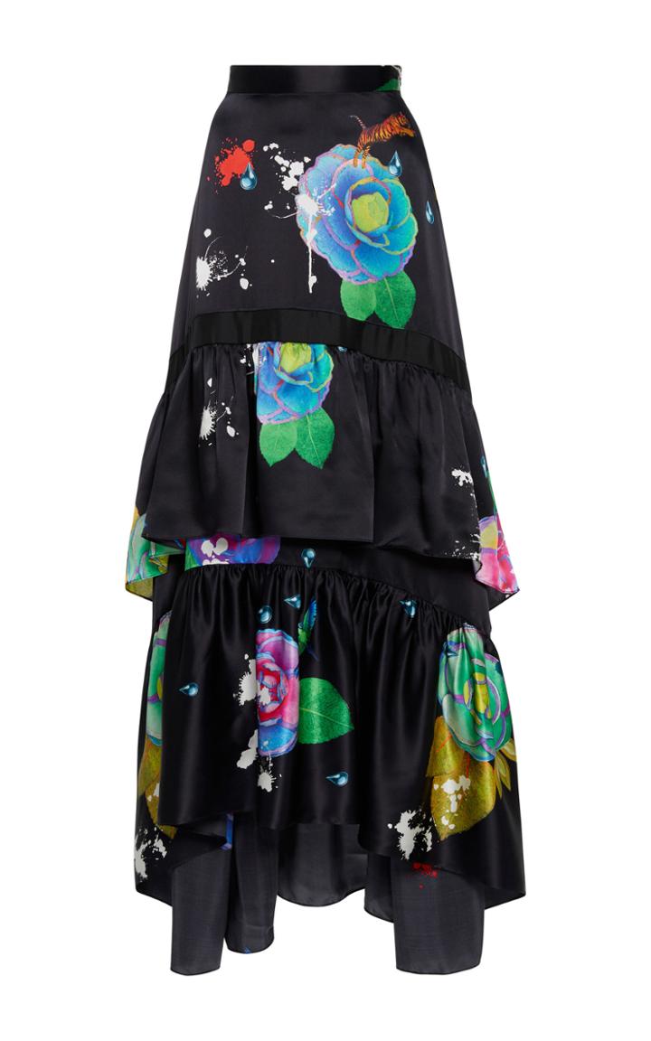 Cynthia Rowley Charmeuse Floral Maxi Skirt
