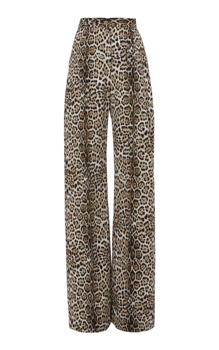 Elie Saab Wide Leg Animal Print Cady Pant
