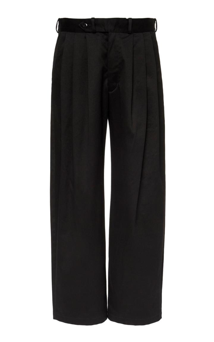 Monitaly Triple Tuck Wide-leg Twill Pants Size: 30