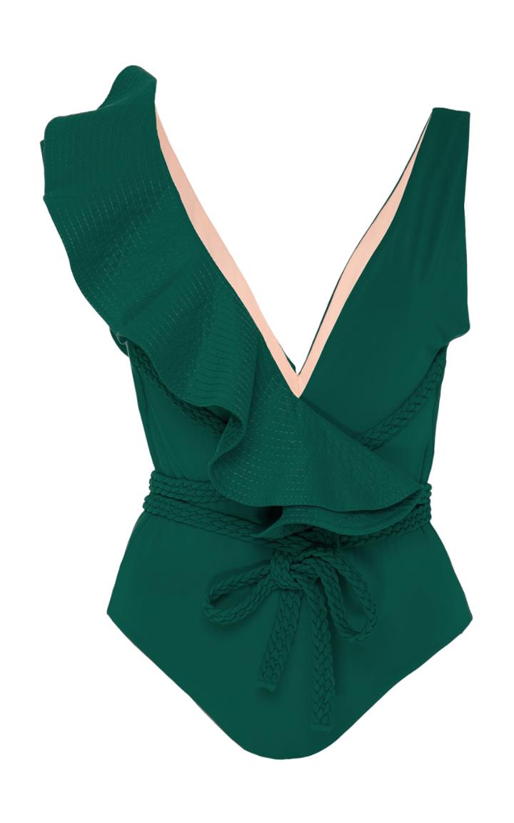 Johanna Ortiz Oceanic Ruffled Belted Swimsuit