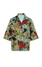 Richard Quinn Floral-embroidered Satin Shirt