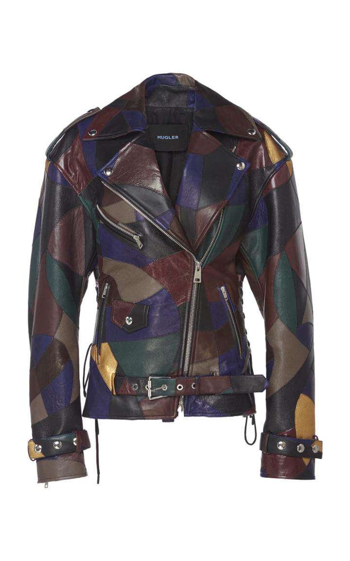 Mugler Patchwork Biker Leather Jacket