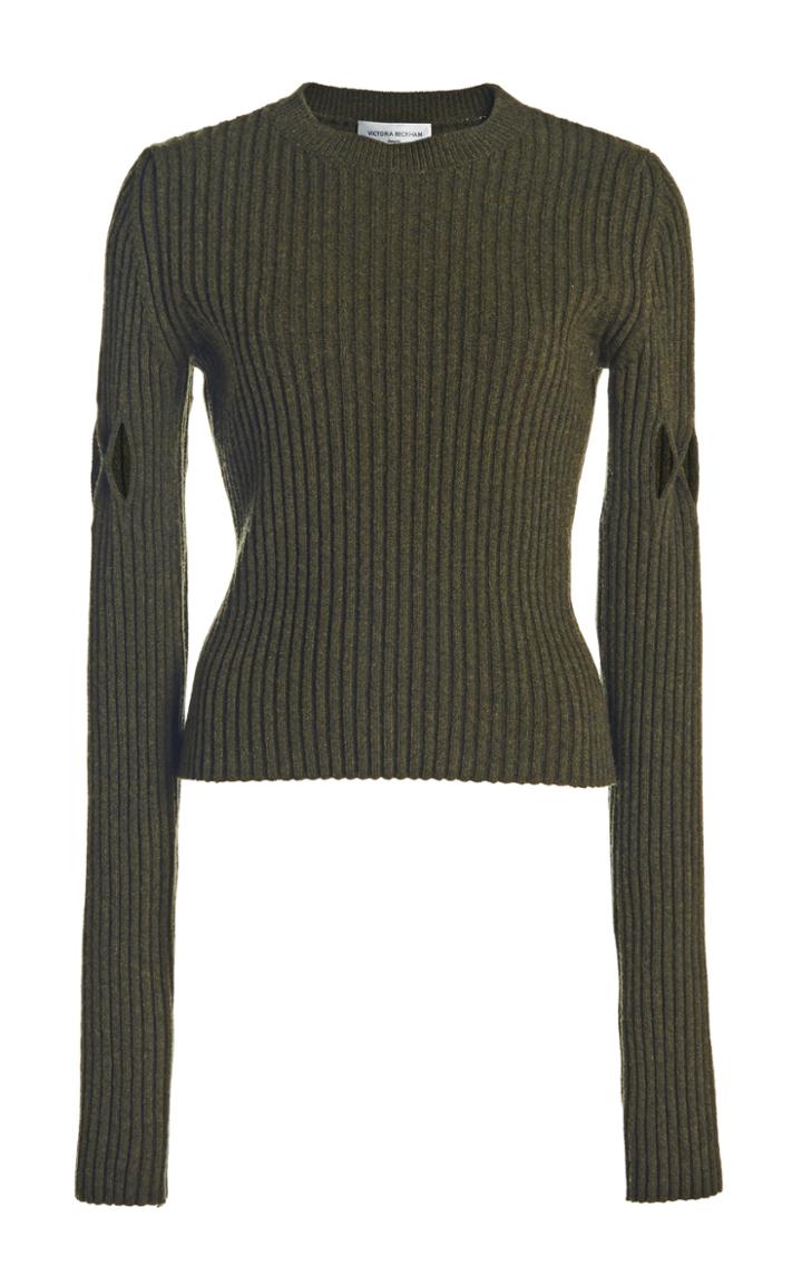 Moda Operandi Victoria Beckham Argyle-cutout Rib-knit Wool-blend Sweater