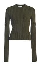 Moda Operandi Victoria Beckham Argyle-cutout Rib-knit Wool-blend Sweater