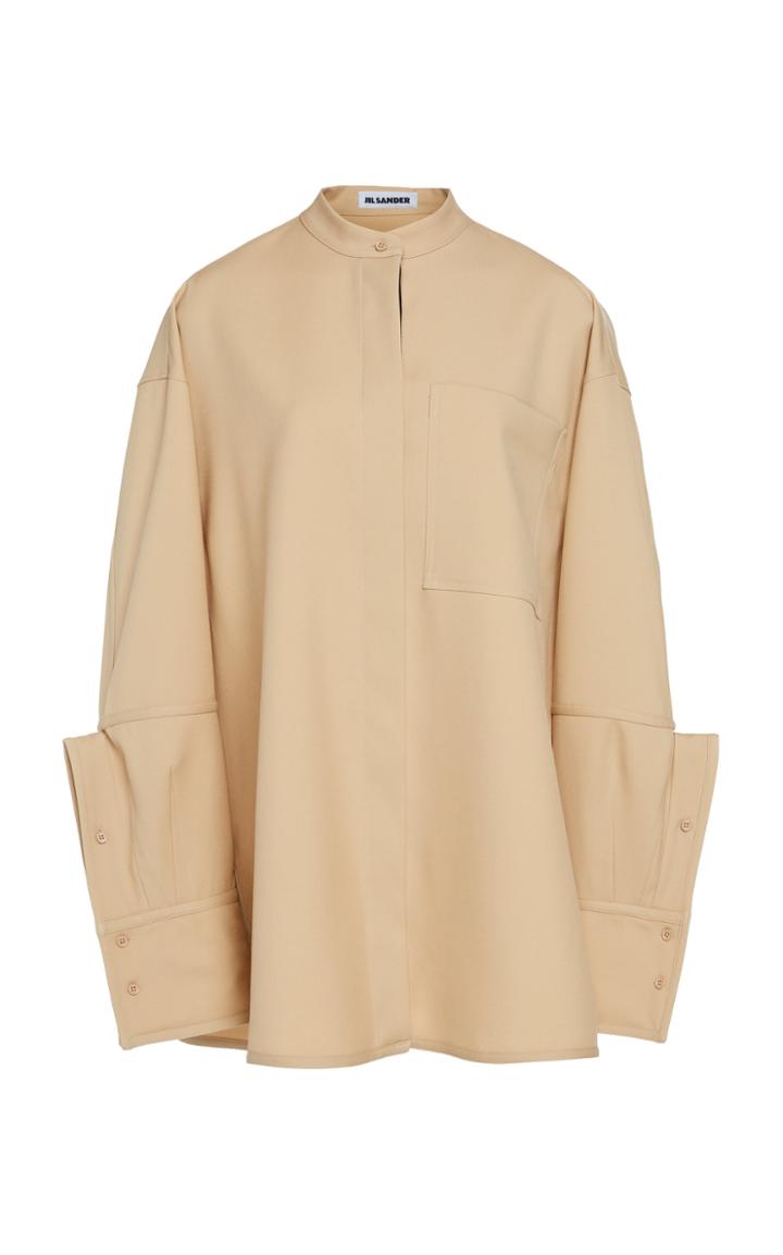 Jil Sander Gloria Collarless Wool Shirt