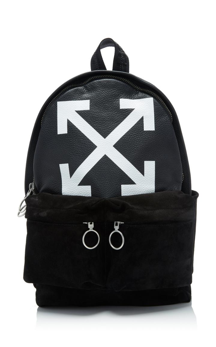 Off-white C/o Virgil Abloh Printed Leather And Suede Backpack