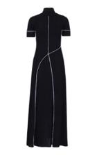 Amal Al Mulla Black Rib Knitted Abstract Overlocked Detailing Midi Dress