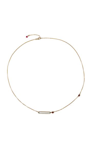 Yi Collection Ruby And Aquamarine Bar Necklace