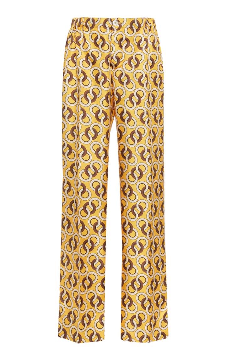 Moda Operandi For Restless Sleepers Etere Link-print Silk Wide-leg Pants Size: M