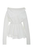 By Any Other Name Off-the-shoulder Cotton-blend Poplin Shirt