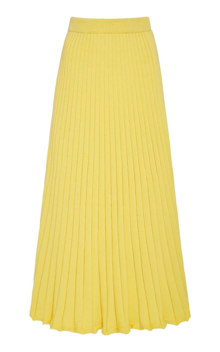 Anna Quan Lulu Pleated Cotton Midi Skirt