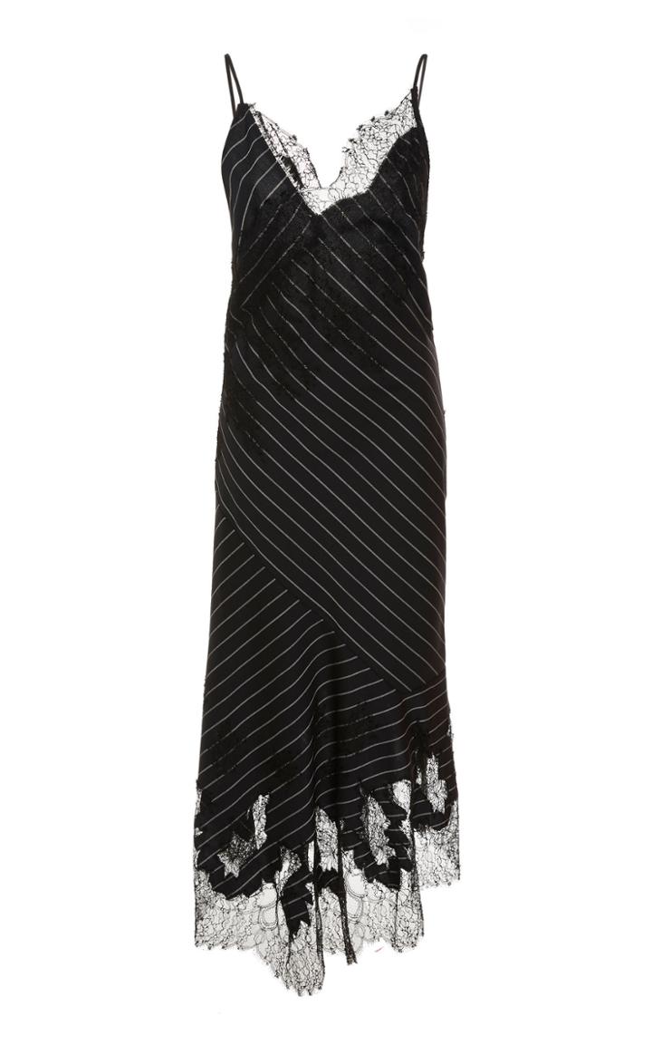 Jason Wu Collection Pinstripe And Lace Wool-blend Dress