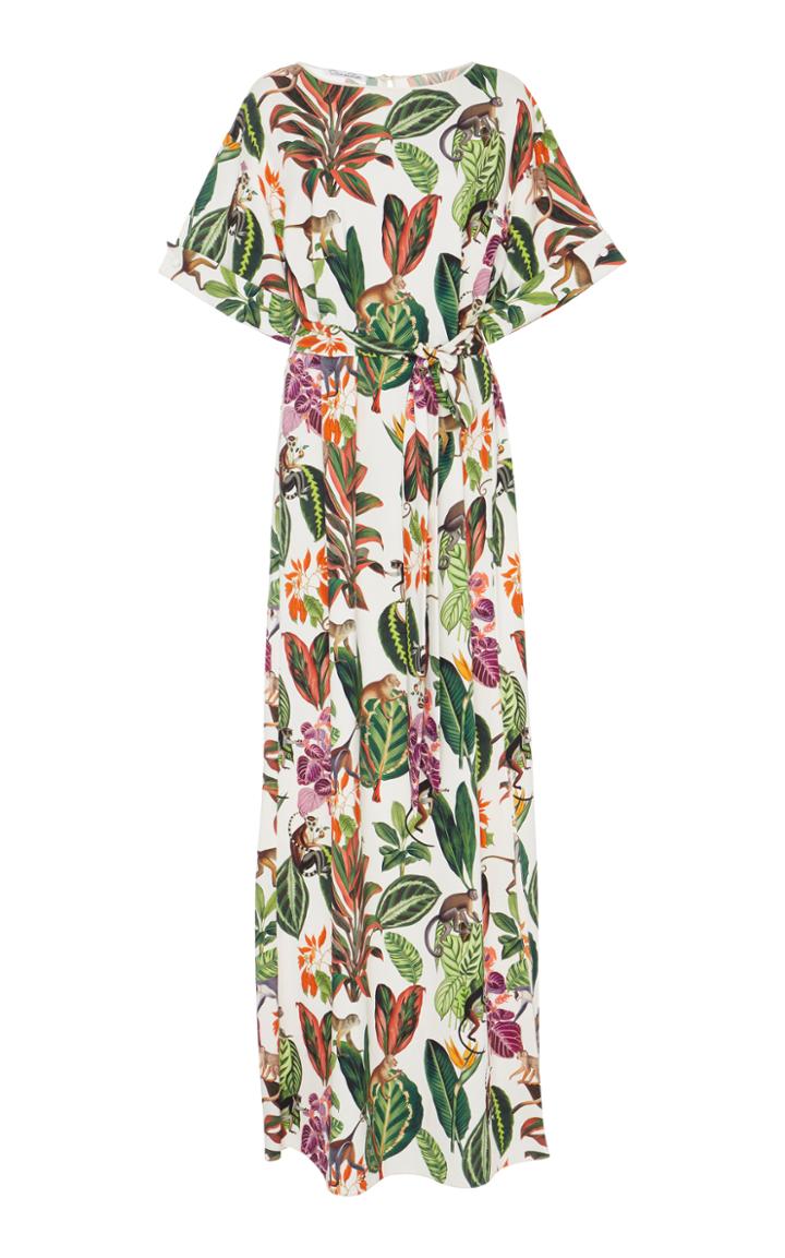Oscar De La Renta Belted Jungle-print Caftan