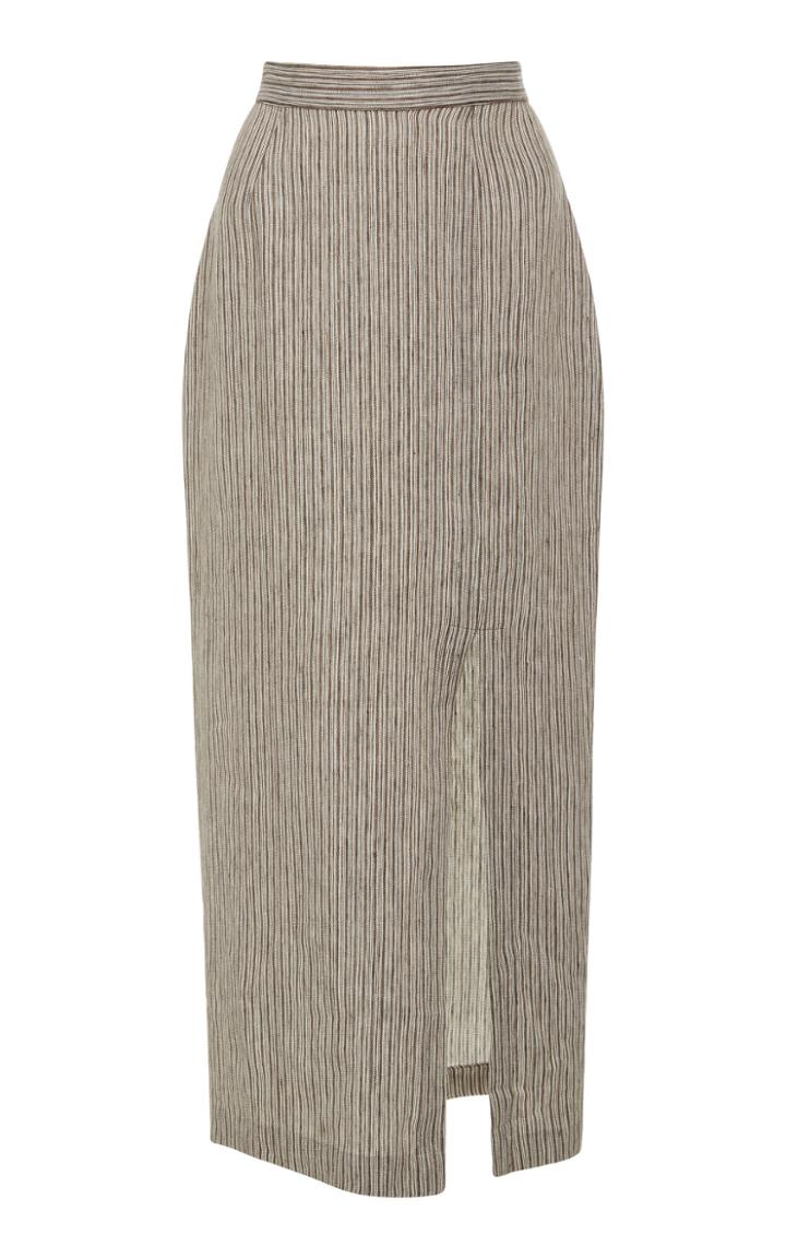 Mara Hoffman High Rise Front Slit Linen Pencil Skirt