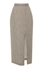 Mara Hoffman High Rise Front Slit Linen Pencil Skirt