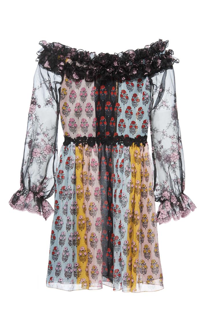 Giamba Off The Shoulder Floral Mini Dress