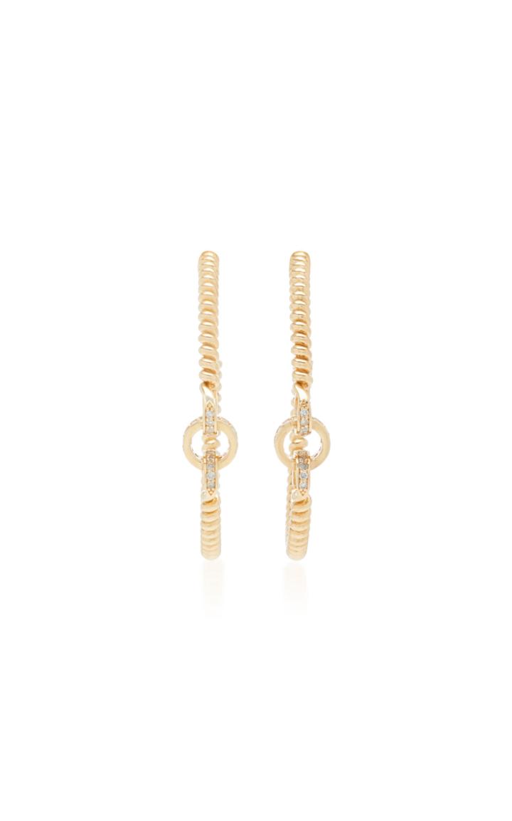 Nancy Newberg 14 Gold And Diamond Hoop Earrings