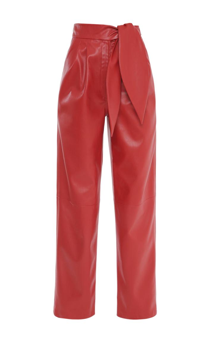 Moda Operandi George Keburia Santa Barbara Pleated Vegan Leather Straight-leg Trouse