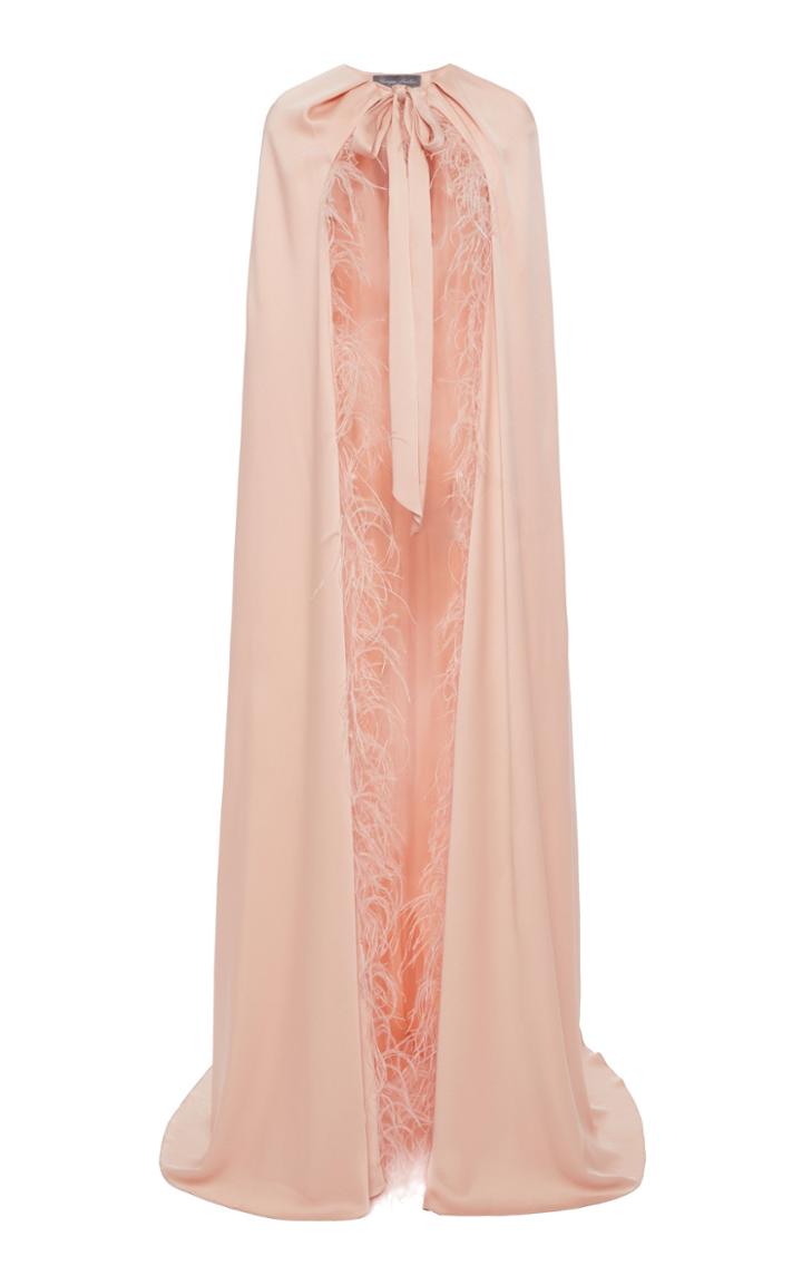 Monique Lhuillier Feather-embellished Crepe Cape