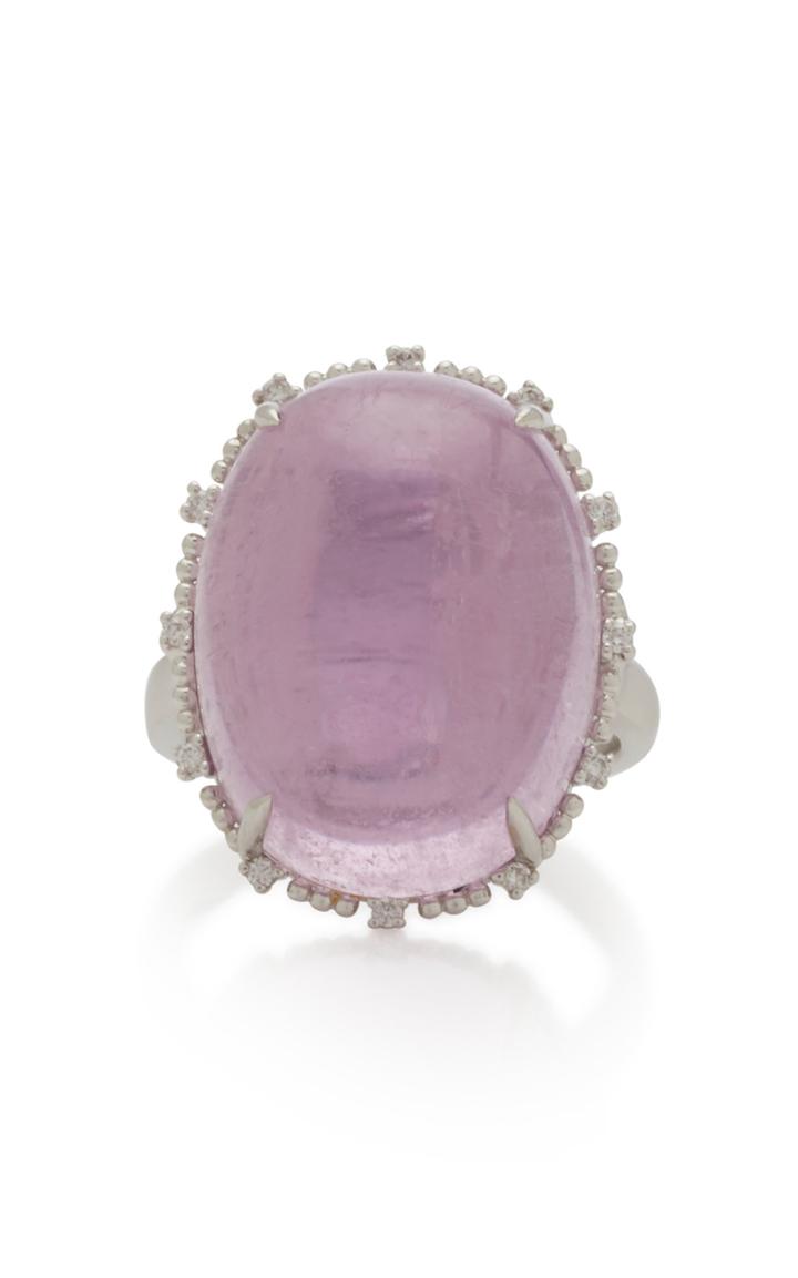 Dana Rebecca 14k White Gold Kunzite And Diamond Ring