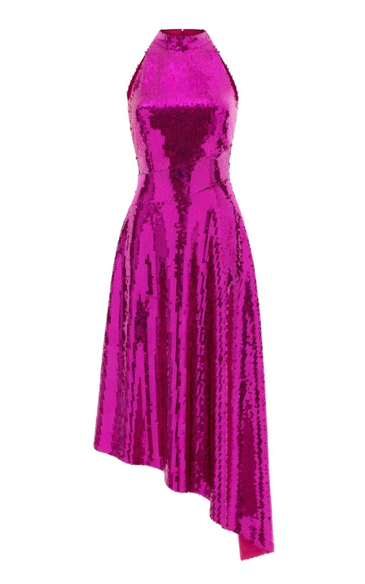 Rasario Asymmetric Sequined Midi Dress