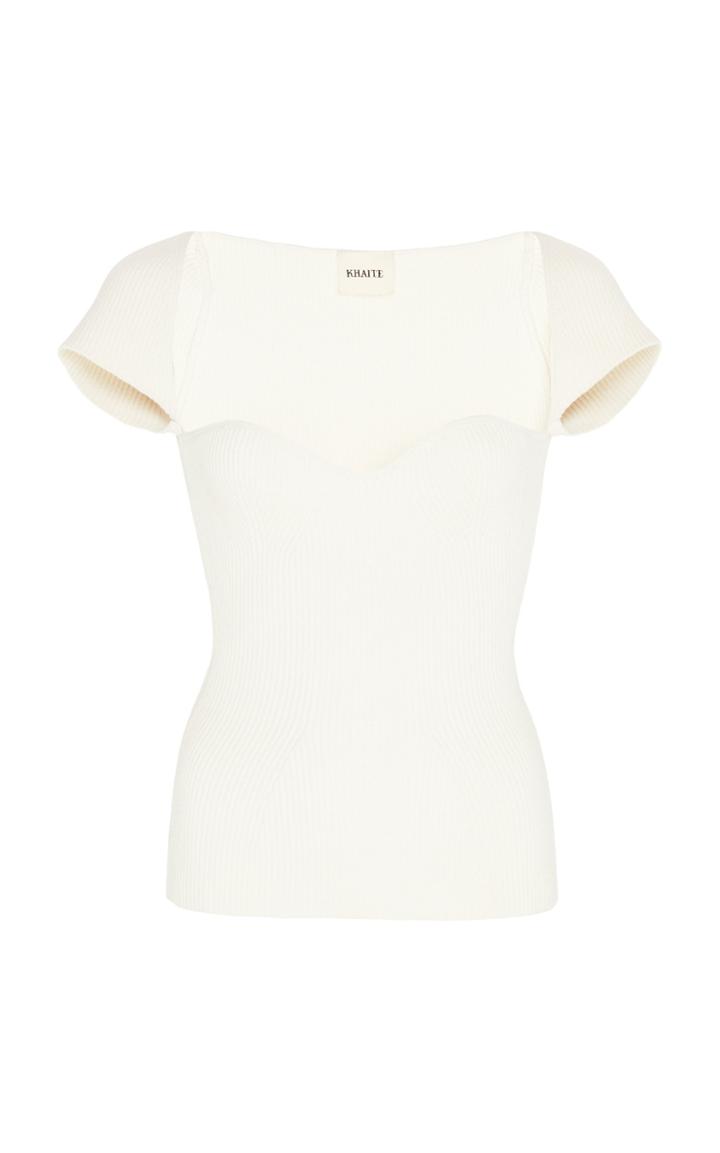 Moda Operandi Khaite Ista Sweetheart Ribbed Knit Top Size: Xs