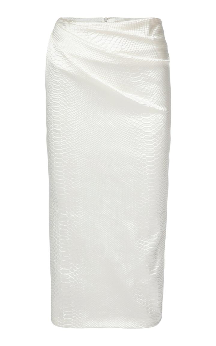 Moda Operandi Alex Perry Dalton Snake-effect Satin Midi Skirt Size: 4