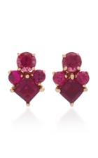 Jane Taylor 14k Rose Gold Frida Mini Garnet And Rubellite Stud Earrings