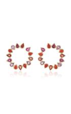 She Bee 14k Gold Coral And Sapphire Hoop Earrings