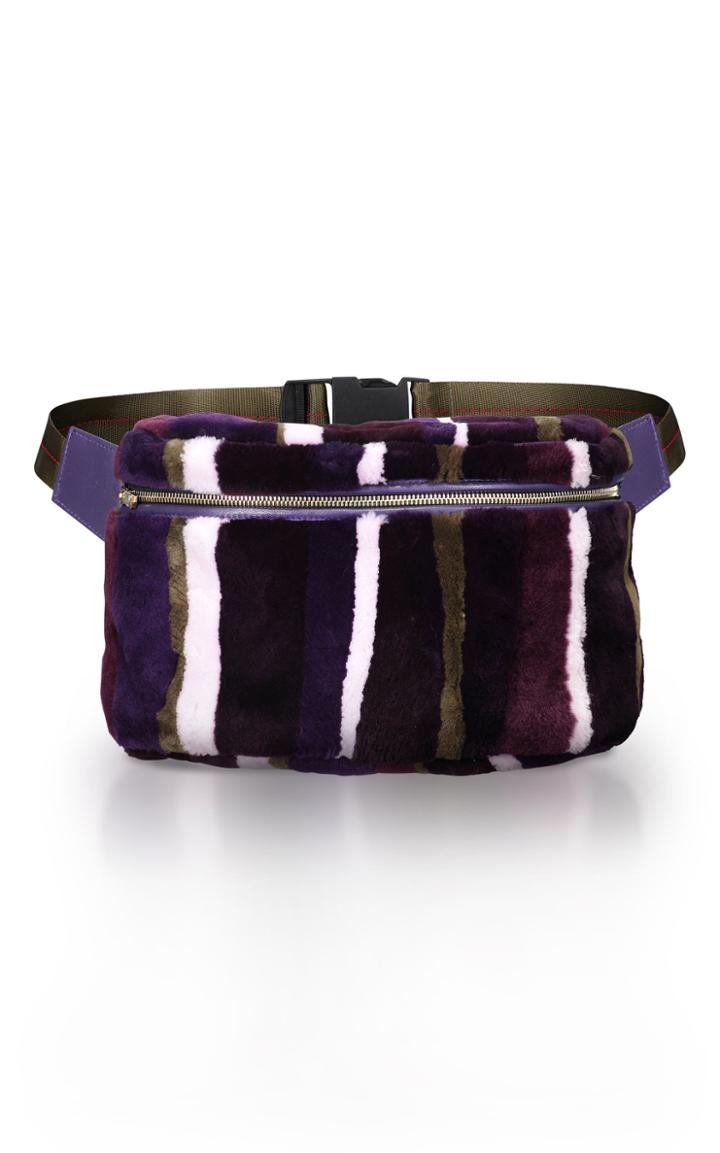 Lysa Lash Furs Striped Beaver Belt Bag