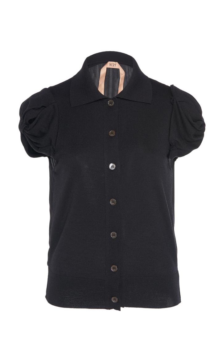 N 21 N&deg;21 Mistic Puff Sleeve Ribbed-knit Top