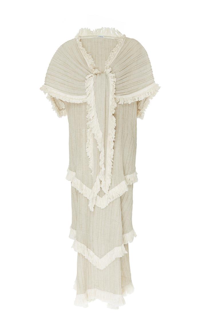 Loewe Shawl Pleated Tiered Dress