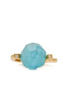 Yael Sonia Rock Small Twist Aquamarine, Diamond 18k Yellow Gold Ring