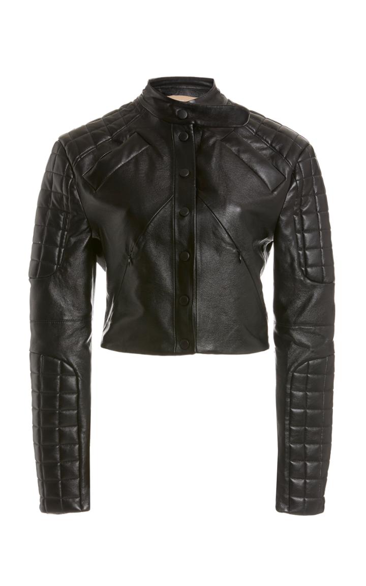 Moda Operandi Matriel Quilted Faux Leather Cropped Biker Jacket
