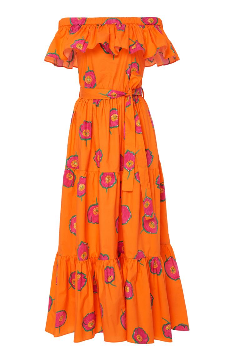 La Doublej Off-the-shoulder Tiered Stretch-cotton Dress