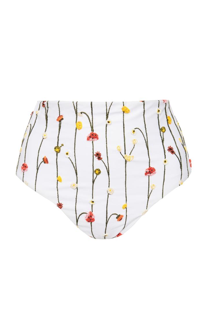 Moda Operandi Agua By Agua Bendita Alicia Enredadera Embroidered Bikini Bottom Size: