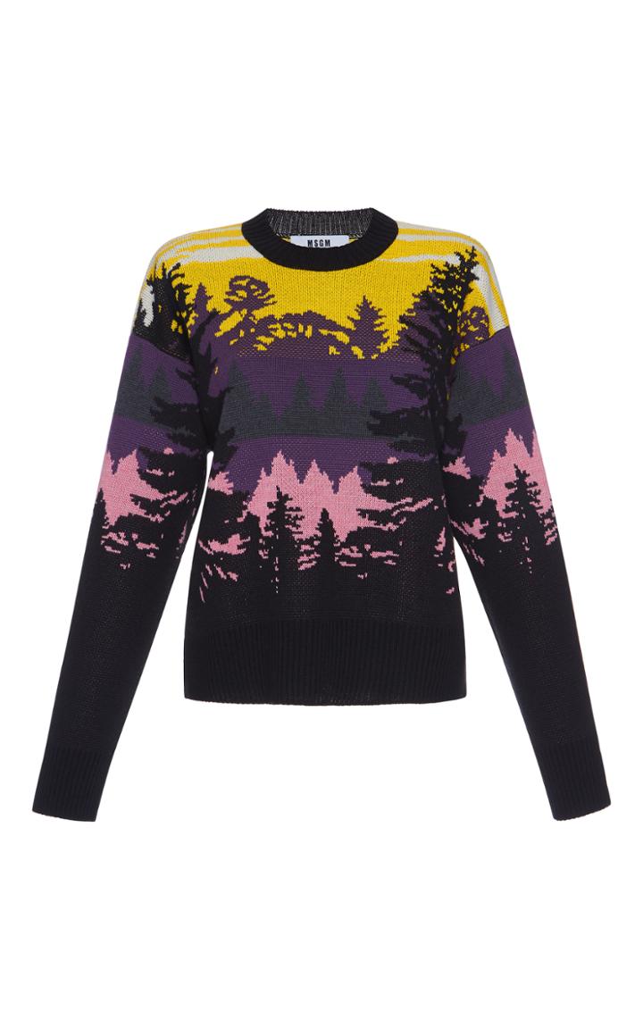 Msgm Knit Landscape Jacquard Sweater