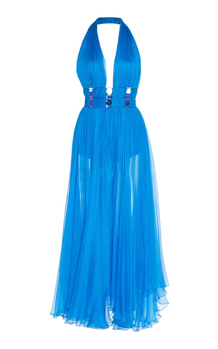Maria Lucia Hohan Helena Metallic Mousseline Halter Dress