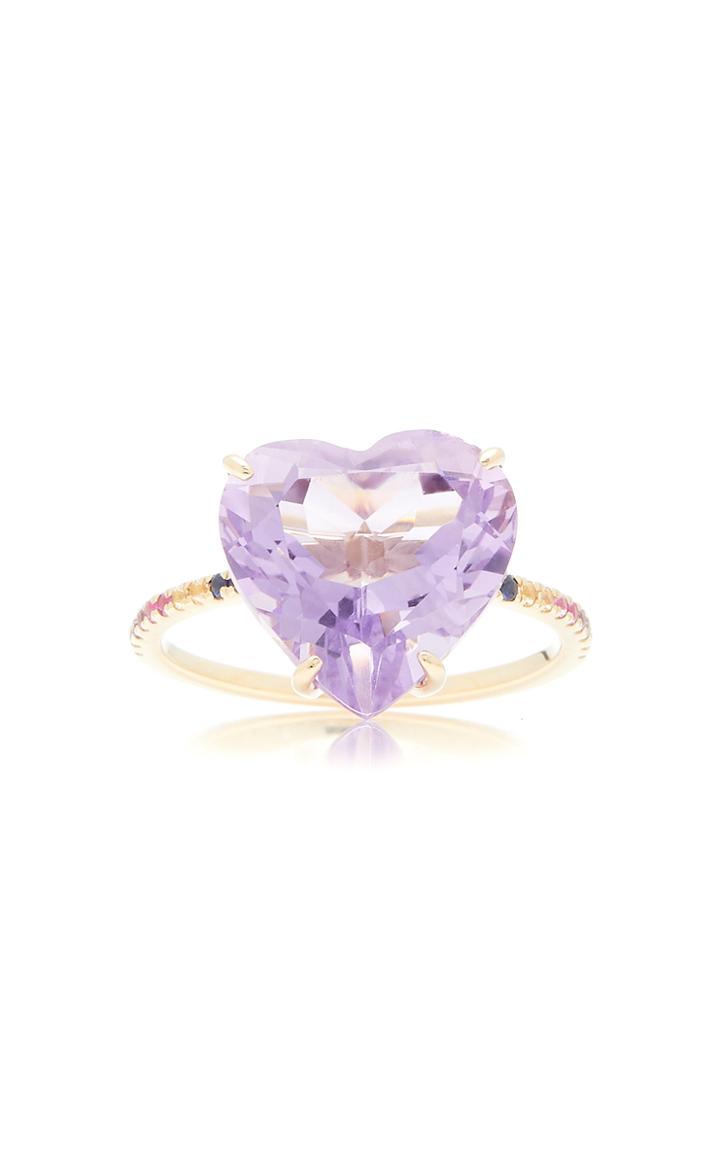 The Last Line 14k Gold Amethyst Heart And Multi-stone Ring