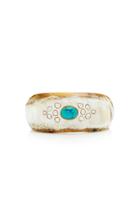 Ashley Pittman Gianna 24k Gold-plated Horn Turquoise And Diamond Cuff