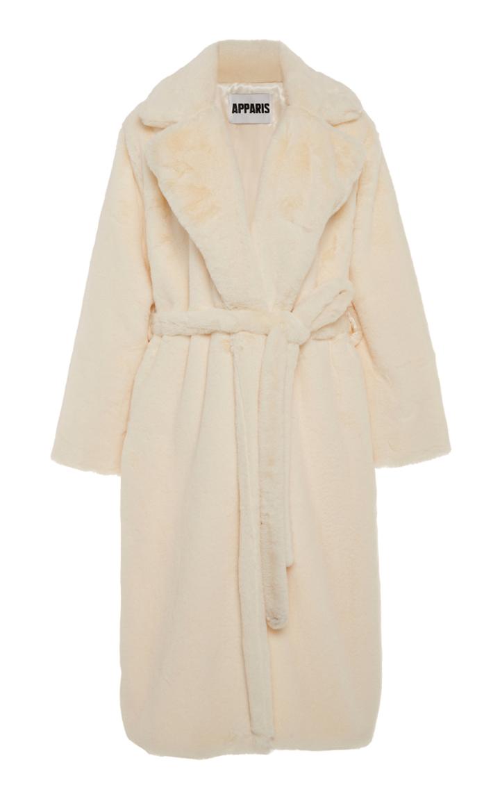 Apparis Mona Belted Faux Fur Coat Size: S