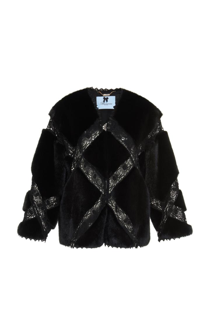 Blumarine Lace Trim Fur Jacket