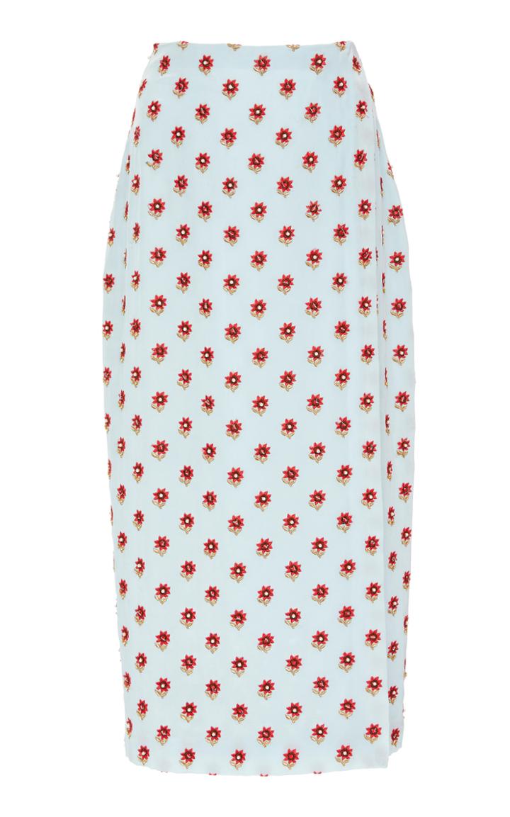 Markarian Exclusive Bates Floral-embellished Silk-faille Midi Skirt