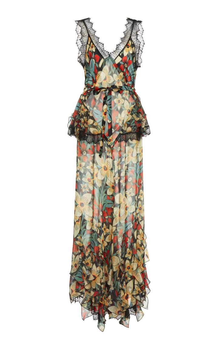 Rodarte Printed Silk Satin Jumpsuit